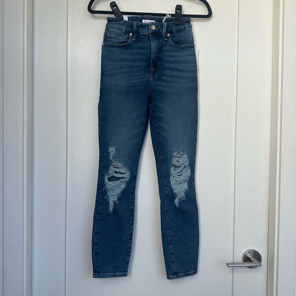 Good American Distressed Blue Skinny Jeans - Picture 7 of 11